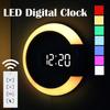 Meigar 3D Wall Clock LED Digital Table Clock Alarm Mirror Hollow Wall Clock Modern Design Nightlight Home Living Room