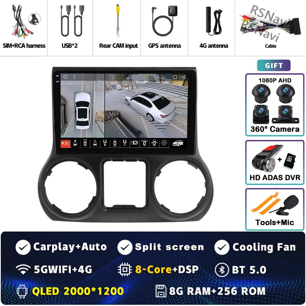 Android 14 Carplay Auto For Jeep Wrangler 3 JK 2011 2012 2013 2018 Car Radio Player Multimedia Srereo Navigation BT 4G WIFI DSP