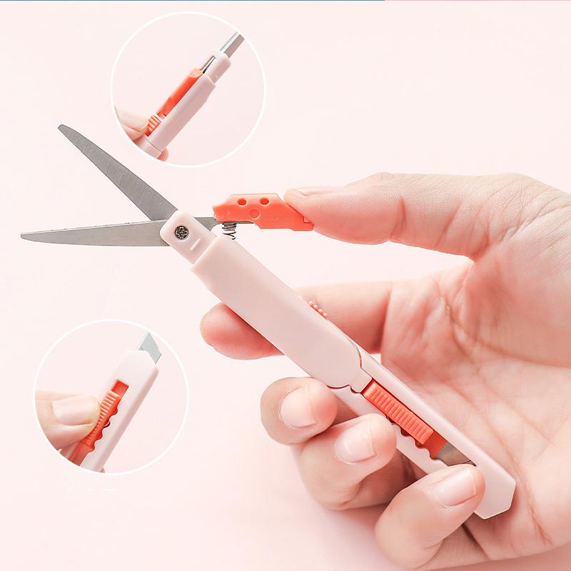 

2 в 1 цвет Портативный служебный нож Kawaii Многофункциональный резак для бумаги Резка бумага Ножницы для детей DIY Инструменты Школьные принадлежности