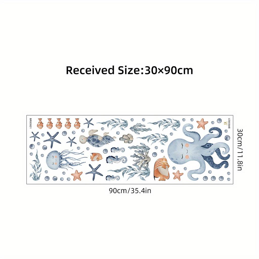 Cartoon Octopus Marine Animal Wall Stickers for Bedroom Living Room Decor Nursery Home Decoration Decals