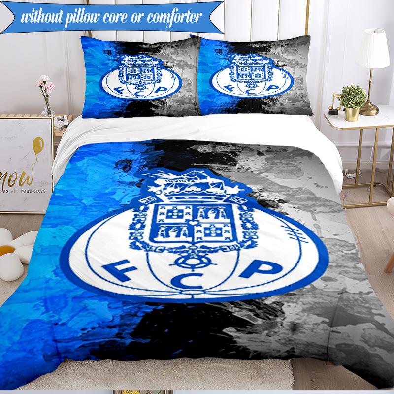 Set Biancheria da Letto Morbido Stampato Design FC Porto 3 Pezzi, Include 1 Federa Copripiumino e 2 Federe Federe Perfetto per Camera da Letto, Dormitorio, Regalo per Fan