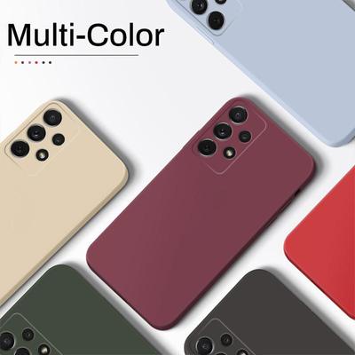 Capa de silicone líquido em cores doces para celular, capa quadrada requintada para Samsung S25 S24 FE S23 Ultra S22 Plus S21 A56 A16 A55 A36 A06 A35 A15 A53 5G