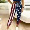 Summer Ladies  United States Printed Sweatpants Loose Fit Drawstring Joggers Elastic Cuff Daily Casual Pants