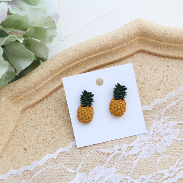 Cute Fruits Vegetable Resin Stud Earrings For Women Cute Summer Cherry Avocado Lemon Shaped Girl Ear Jewelry Gifts