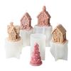 3D Christmas Tree House Candle Silicone Mold Candy Castle Candle Mold Christmas Snow Deer House Resin Gypsum Mold Christmas Gift