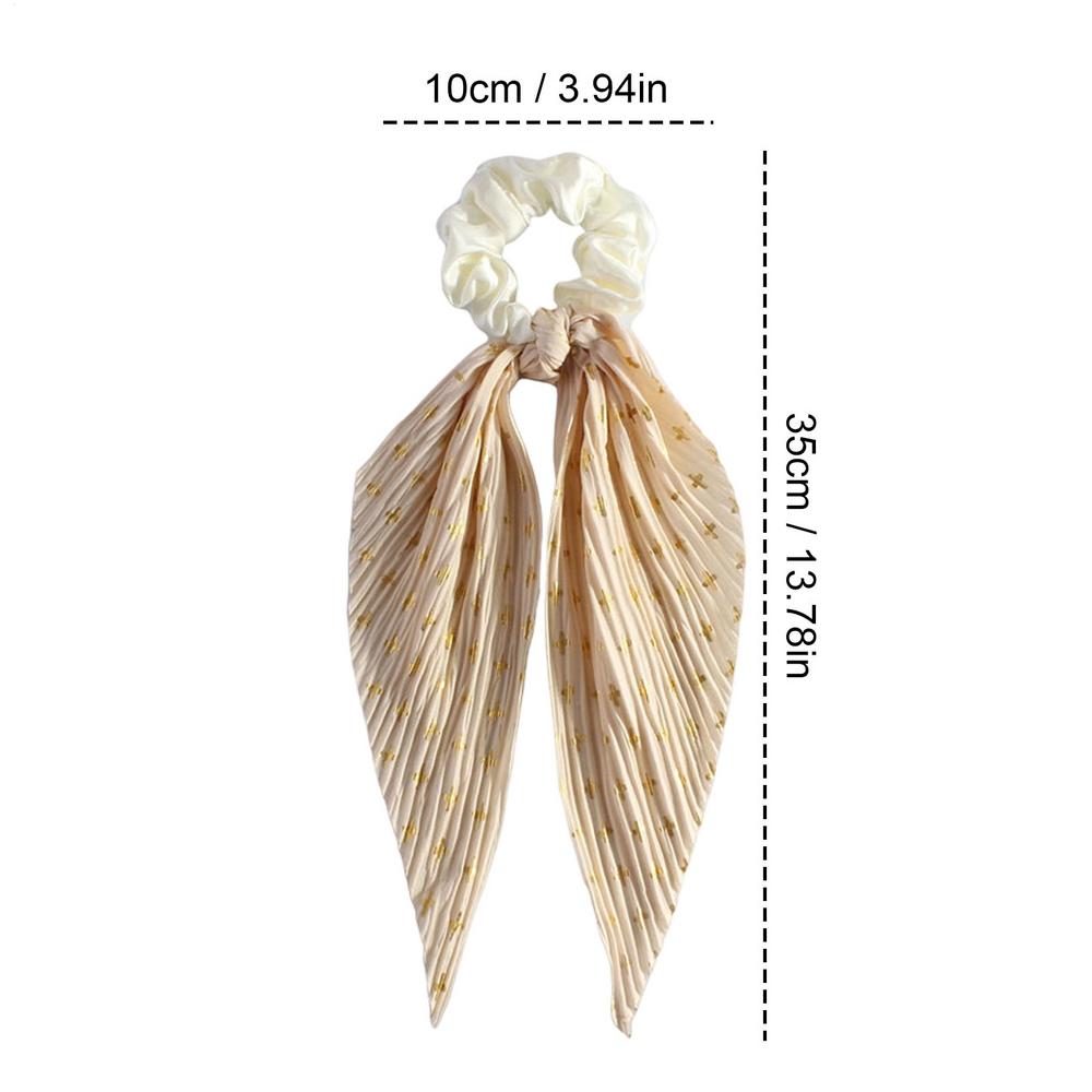 

Hair Ropes Flower Print Scrunchies Long Hair Rope Hair Ties For Women Ponytail Scarf Sweet Elastic Hair Band Hair Accessories бежевый