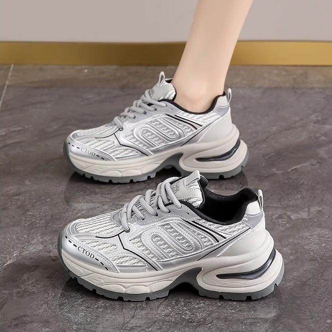 European Station Thick-soled Heightening Dad Shoes Women's Ins Tide Explosion Versatile Super Fire Fashion Casual Shoes Genuine Leather Sports Shoes