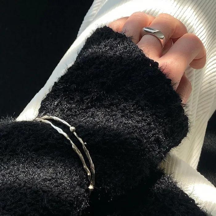 Silver In Black Bangle