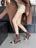 fashion Silk Women Ankle Boots Pointed Toe Winter Boots Woman Thin High Heels Back Zipper Rhinestone Chain Autumn Spring Boots Woman 40