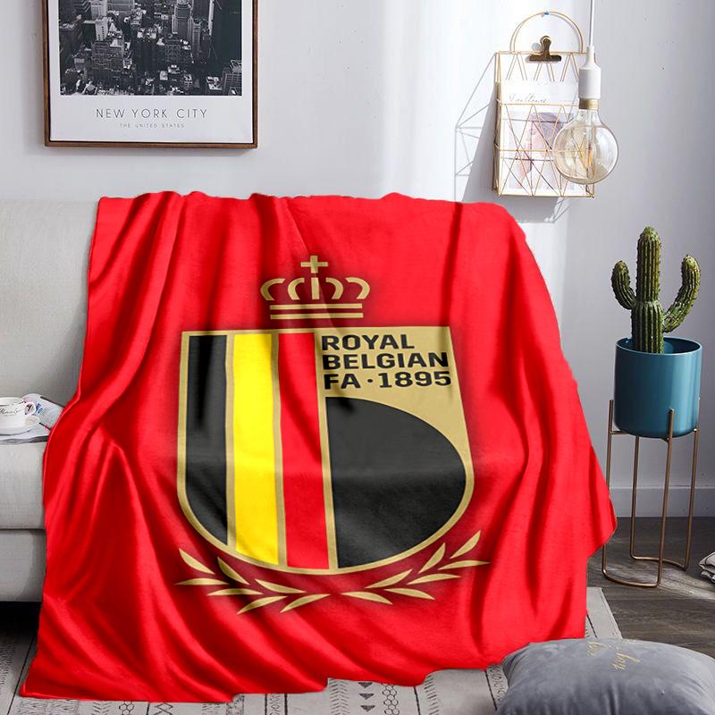 Belgium Football Crest Emblem Blanket Flannel Throw for Sofa, Indoor, Camping, Living Room, Office, Chair, And Bed Soft Birthday Gift