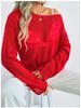 Cross-Border Casual Loose Knit Hollow Sweater: Women's Lightweight Bell Sleeve, Round Neck, Solid Color