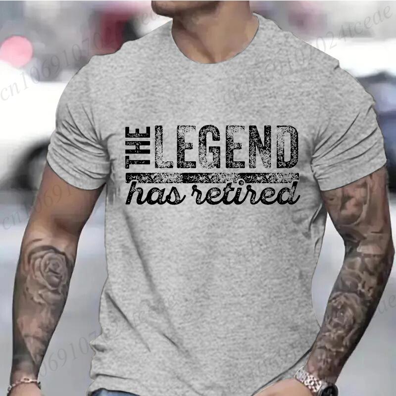 Funny The Legend Has Retired T Shirts for Men Short Sleeve Shirts Funny Graphic Tees for Retirement Fashion Casual Men Tees Gift