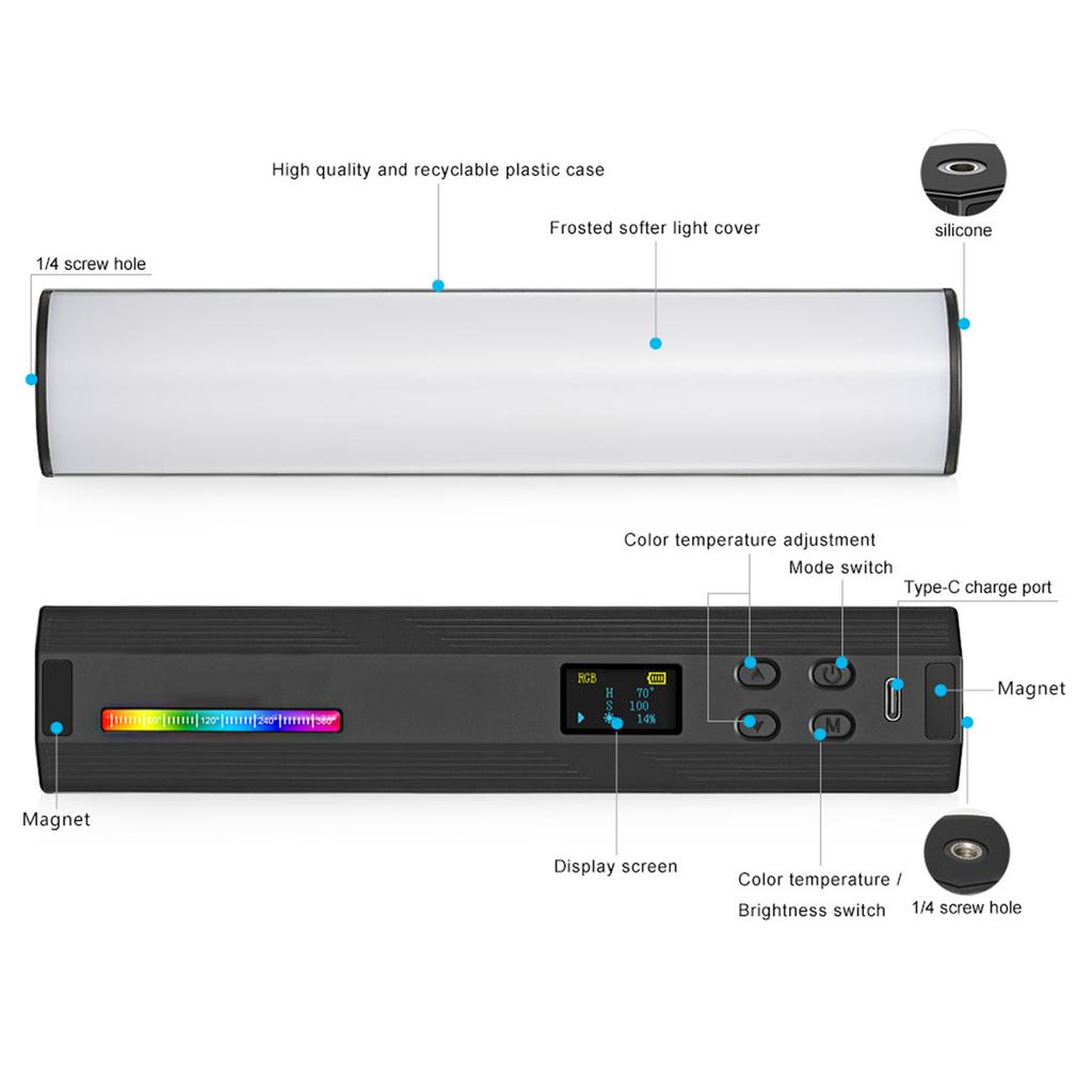 Rgb Full Color Handheld Fill Light Stick Light Live Photography Atmosphere Light Outdoor Lighting Led Fill Light