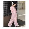 Autumn Winter Teenager Kids Girl Children Set Clothes Loose Sweatshirt Hooded Jacket Pink Wide Leg Pant