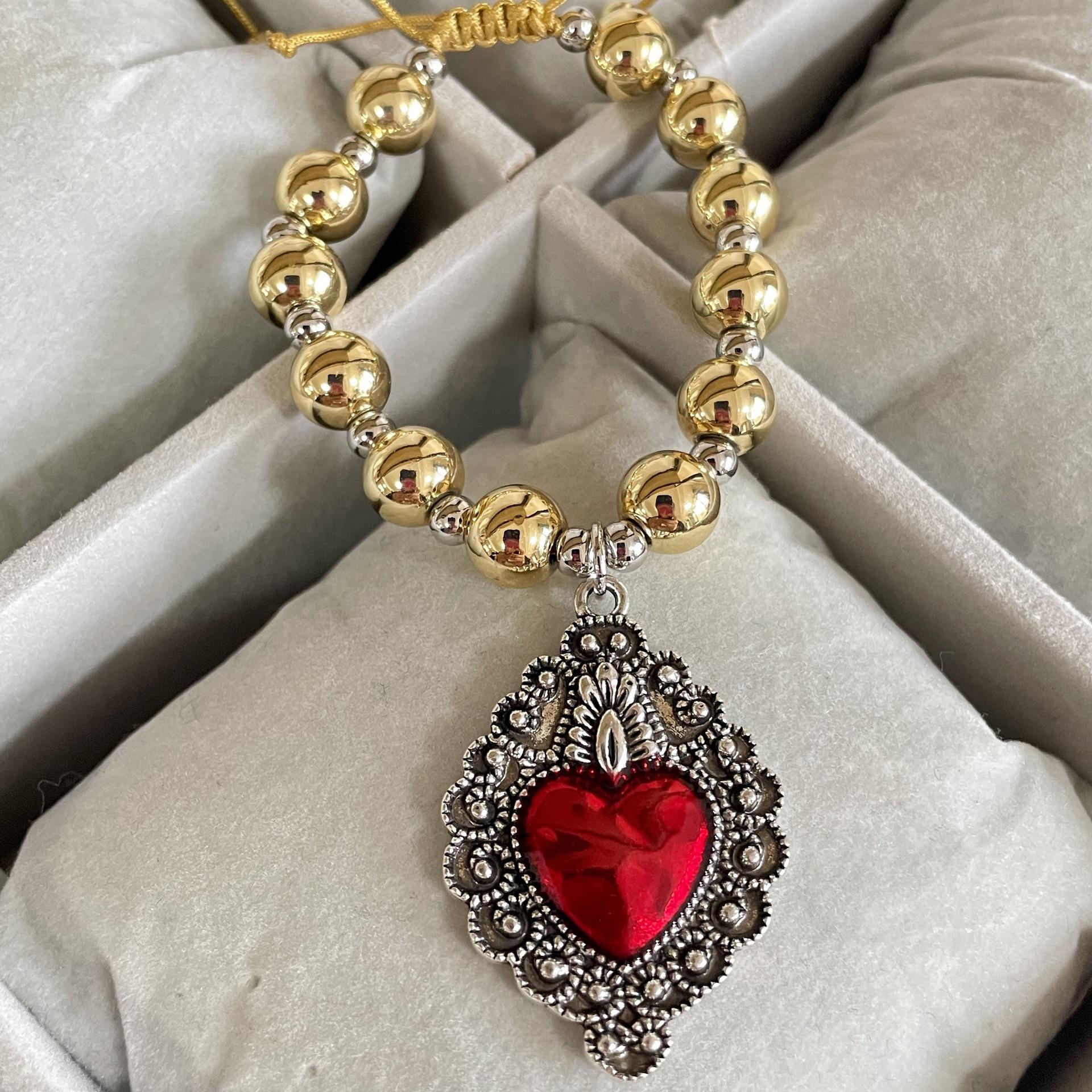 

Винтажный капающий масляный браслет из красной меди в форме сердца, популярные женские украшения