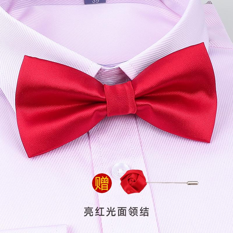 Men'S Korean Banquet Groom Wedding Best Man British Bow Tie Brooch Set Burgundy Bow Red Bow Tie