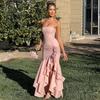 Women's Long Dress Spring and Summer Fashion Elegant Sexy Tube Top Ruffle Edge Sleeveless Knitted Dress