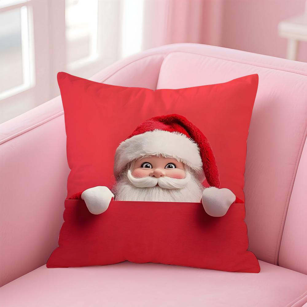 

Santa Claus Funy Abstract Art Cushion Cover Linen Pillowcase Cover Soft Decor for Sofa Home Room 30X30cm