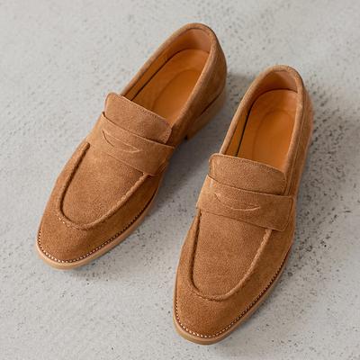 Luxury Fashion Brand Designer Men's Pointed Suede Leather Flats Shoes Male Wedding Casual Penny Loafers Formal Dress Footwear