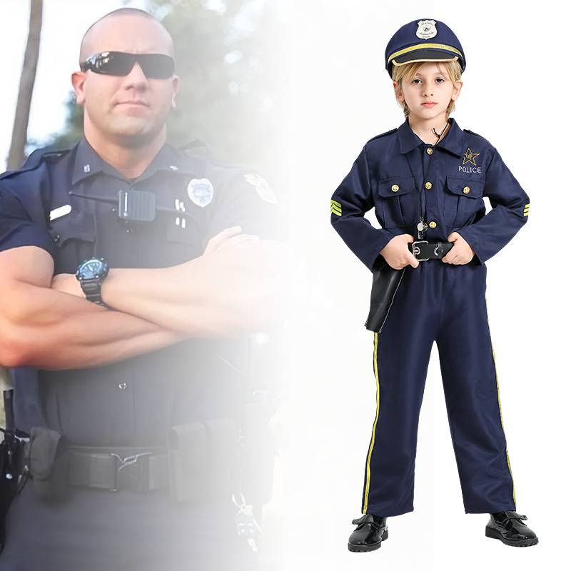 Police Halloween Children Costumes Set Party Show Cosplay Decorations Festival