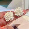 Crystal woven flower seaside vacation wind colorful embroidered earrings women's spring and summer small fresh and sweet white stud earrings