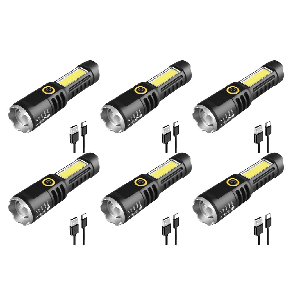 1-6PCS Mini LED Flashlight COB+XPE Portable Flashlight Camping Light Focus Light Torch Outdoor Waterproof Emergency Pocket Light