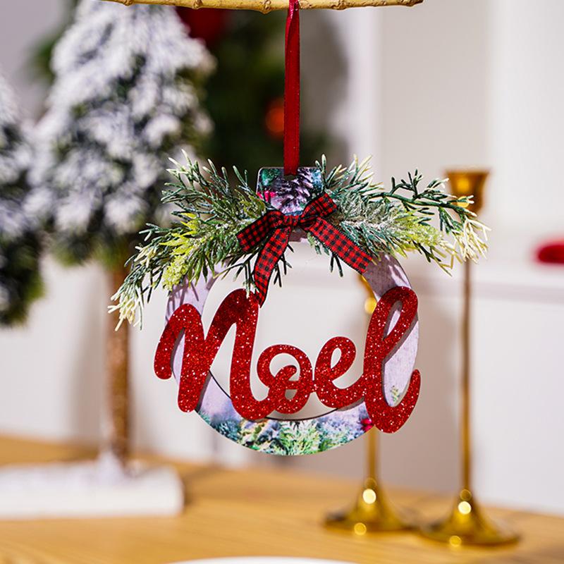 Christmas Decorations Wooden Powdered Letter Pendant Nordic Style Christmas Decoration Pendant