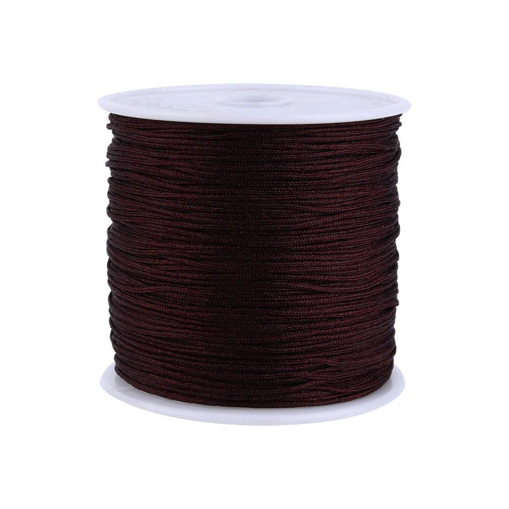 100M x 0.8mm Nylon Chinese Knot Cord Rattail Macrame Shamballa Thread String Coffee