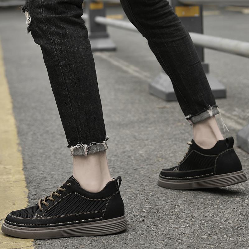 Fashion Hollow Out Man Flats Casual Sports Shoes for Men Lightweight Mens Sneakers Breathable Skate Shoe Lace Up Running School Shoes