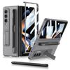 Bracket Leather Pen Slot Cover For Samsung Galaxy Z Fold 4 Case Hard Full Protection Cover With Front Film (No Pen )