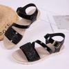Plus Size Summer New Sequin Fashion One-Line Buckle Platform Sandals Versatile and Comfortable Women's Sandals