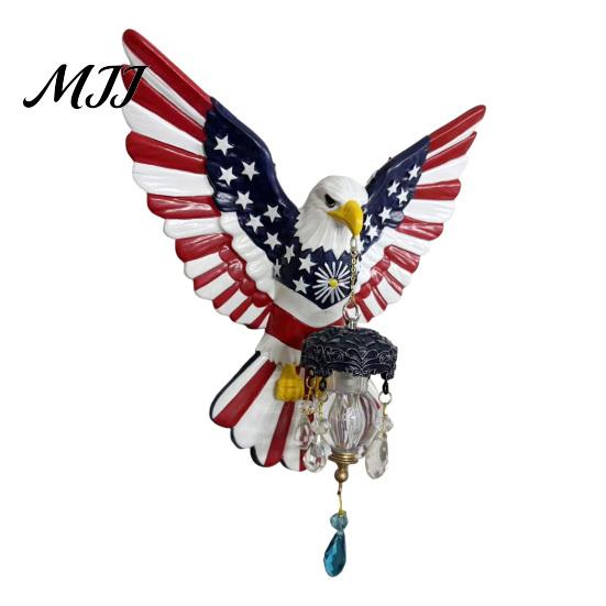 Entryway Decorative Wall Light Patriotic Bald Eagle Sconce Light, 3D Relief Sculpture Mount Lamp, American Theme Holiday Gift Flag Design with Warm &