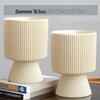 Nordic Ceramic Flower Pot with Tray - High-Footed Vertical Stripes for Indoor/ Balcony, Ideal for Pothos and Orchids.