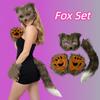 Halloween Plush Fox Mask Set Cosplay Ears Headband Tail Claw Costume Accessories