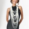Handgefertigte mehrschichtige Statement-Perlenkette für Damen, elegante mehrschichtige Kette mit geometrischen Perlen, 81 cm Länge, 2025