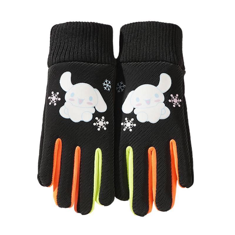 Kids' Winter Gloves: Fleece-Lined, Warm, Non-Slip, Waterproof for Skiing, Cycling, and Playing, with Cute Ribbed Cuffs and Five Finger Design.