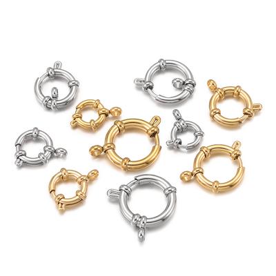2 stuks Roestvrij Staal Veersluitingen 10-18mm Rond Zeemanssluiting Armband Connector DIY Sleutelbeen Ketting Benodigdheden Sieradenonderdelen