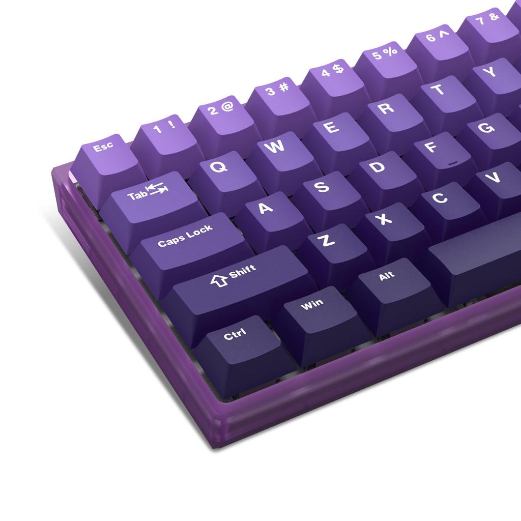 132-Key Purple Cherry Profile PBT Double-Shot Keycaps Full Set for 60%, 65, 75, and 100% Cherry Gateron MX Switch Keyboards (Purple)