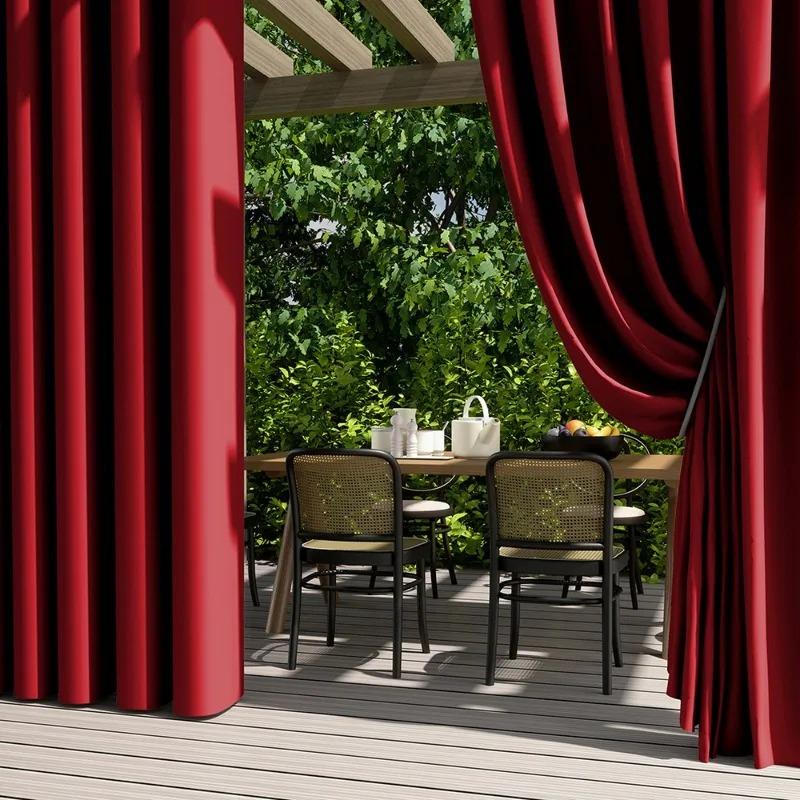 Solid Color Exterior Curtain Suitable  Waterproof Oxford Cloth Privacy Grommet Curtain For Gazebo Front Porch Pergola Patio