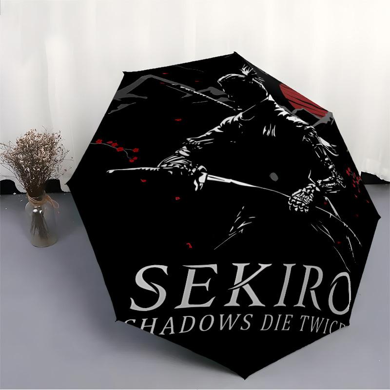 1pc Sekiro Shadows Automatic Umbrella   8 Rib Portable Folding Black Iron Frame for Outdoor, Beach, Travel, Beach Umbrella 214
