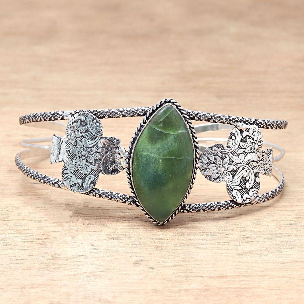 Vassolite Gemstone Handmade Silver Jewelry Cuff Bracelets 7''Adjustable