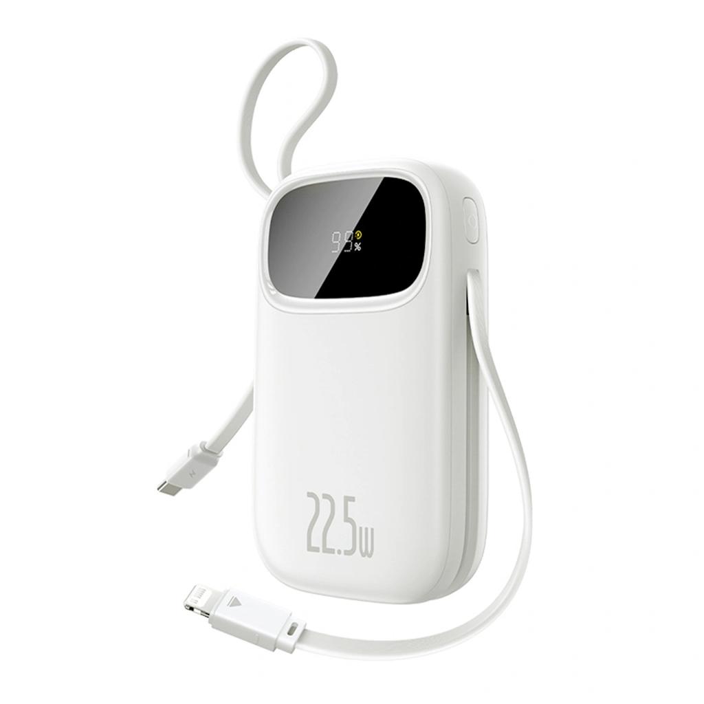 Powerbank Baseus Enerfill Fc31 10000Mah 22.5W Z Wyświetlaczem Cyfrowym Z 2 Wbudowanymi Kablami - Biały