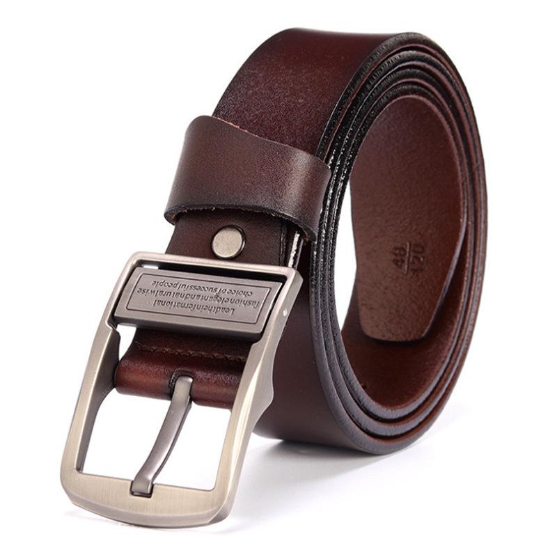 Men'S Belt Leather Pin Buckle Pure Cowhide No Interlayer Belt Men'S Trendy Casual Jeans Belt