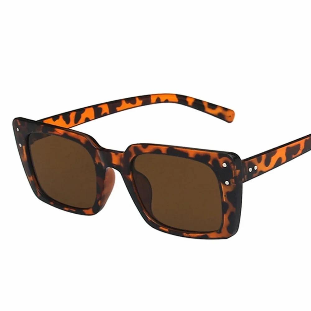 

XaYbZc Classic Vintage Rectangle Sunglasses for Women Leopard Ladies Sun Eyeglasses Vintage Retro Brand Designer Style Travel Eyewear UV400 As Picture