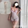 Crispy Cherry Floral Can Be Worn Outside, Sexy Suit, Free Suspender V-neck Plus Chest Pad Pajamas, Comfortable Home