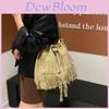 Soft Velvet Tassel Bucket Bag With Drawstring Closure For Casual Daily Use