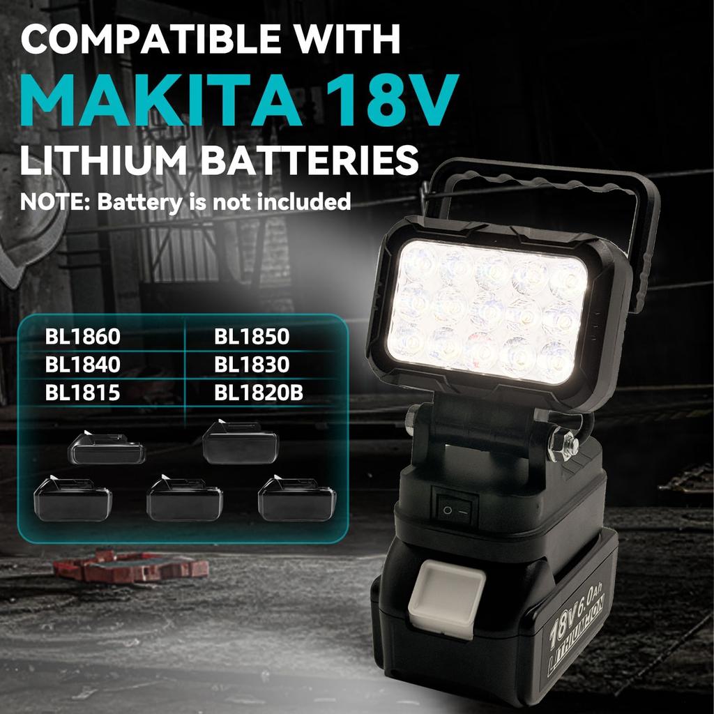 For Makita 18V Li-ion Battery Tool Accessories 15 Beads LED Working Light Lamp Flashlight Torch Spotlight Emergency Tool Light