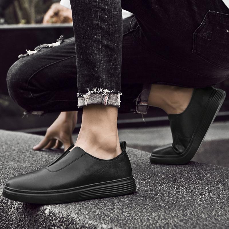 Thick Soled Comfort Leather Loafers Shoes Men 2025 Spring New White Designer Casual Luxury Shoe Men Business Board Shoes