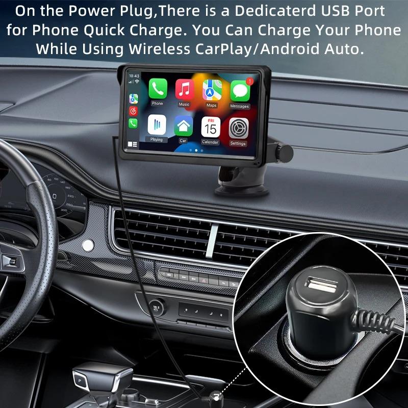 7 Inch Portable Car Radio Multimedia Video Player Wireless CarPlay Android Auto Bluetooth Car Touch Screen Rear View Camera