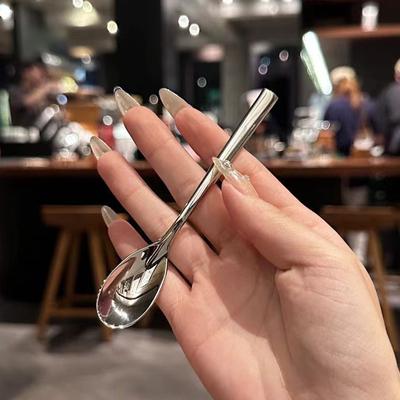 Cucchiaio rotondo piccolo in acciaio inossidabile, cucchiaino da caffè, cucchiaino per mescolare il miele, cucchiaino per uso domestico, cucchiaino per condire, cucchiaino per gelato e dessert
